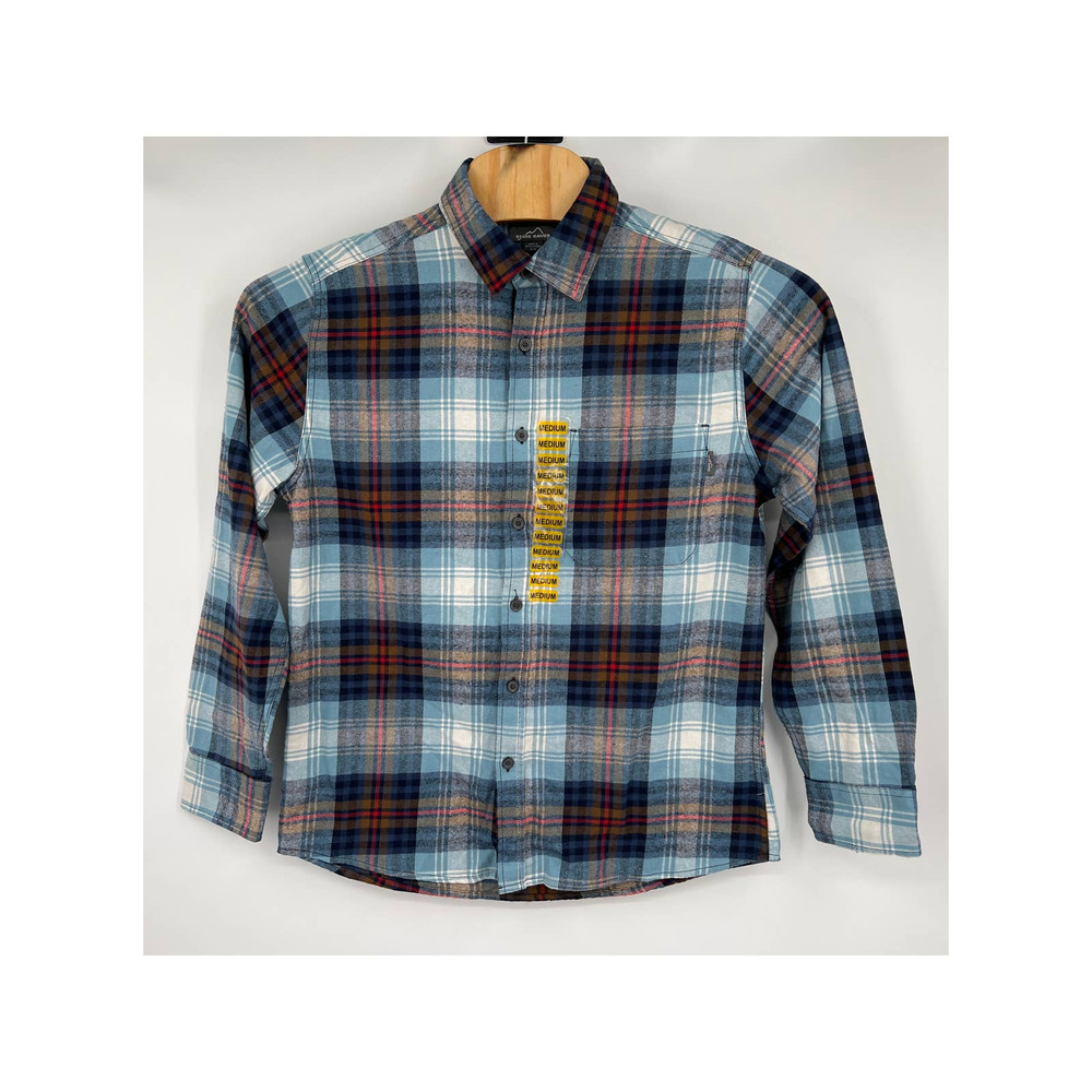Eddie Bauer Men's NWT blue flannel long sleeve button down shirt size Medium